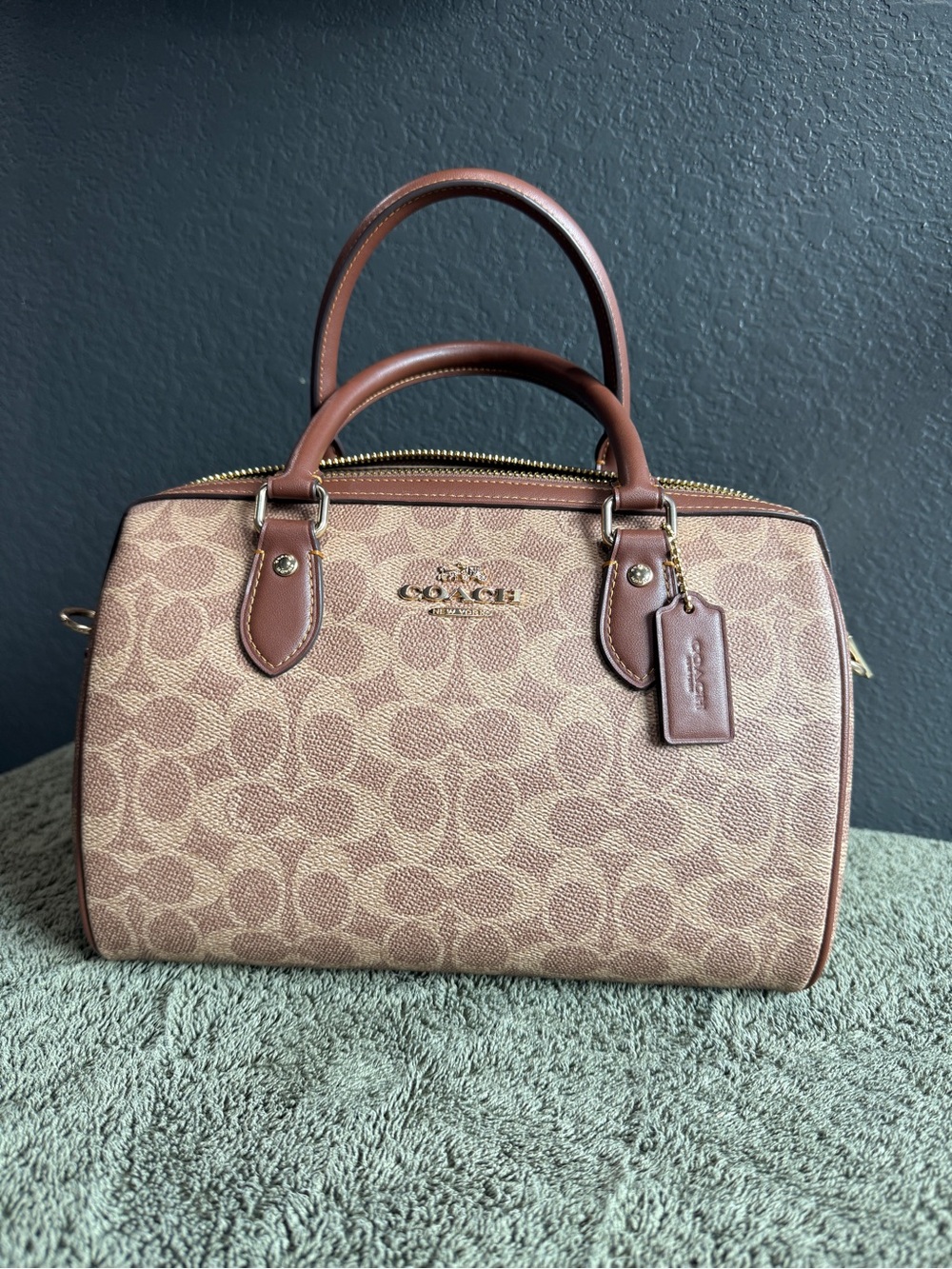 Coach Rowan Satchel in Signature Canvas Brown